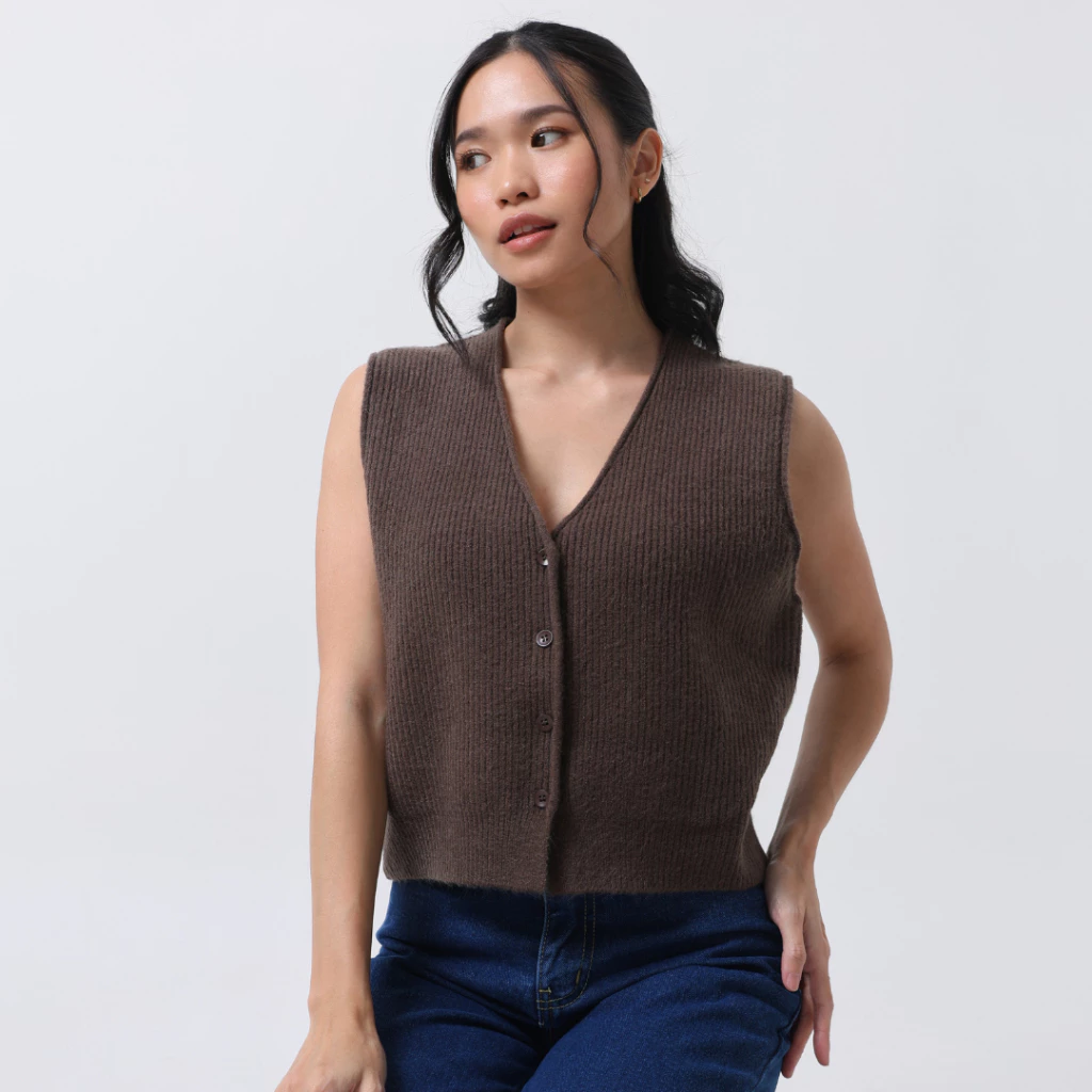 Twisted Wool Vest Top - Gambar 4